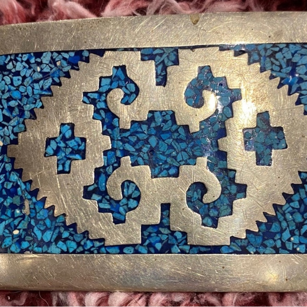 Vintage  Alpaca brand  Navajo design  Belt buckle